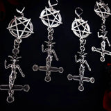 Demon Earrings – Goth Punk Style Inverted Pentagram Baphomet Satan Earrings for Dark Art Lovers