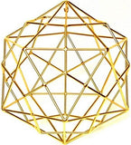 Crystal Healing Tool - Christ Consciousness Solar Form in 24K Gold Plate with Magnets & Copper Wire - 15" - Icosahedron/Dodecahedron