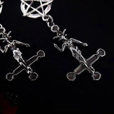 Demon Earrings – Goth Punk Style Inverted Pentagram Baphomet Satan Earrings for Dark Art Lovers