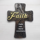 Faith cross wall decoration, beech solid wood carving, spiritual wall sign, christian church, minimalism, pastor's cross