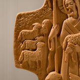 Jesus Good Shepherd Cross Shepherd's Image Christian Statue Ornament Religious Art Gospel Catholic Gift for Priest Wood Carved