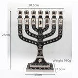 Menorah Candle Holder Jewish 12 Tribes Home Decoration Jerusalem Temple Religious Israel Candelabra Judaica 7 Branch