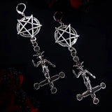 Demon Earrings – Goth Punk Style Inverted Pentagram Baphomet Satan Earrings for Dark Art Lovers