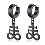 Satanic Earrings:Brimstone Satanic Cross Earring -Church of Satan Earrings