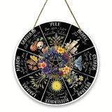 Magical Witchcraft Tree Wheel of the year Wooden Door Sign