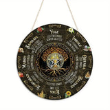 Magical Witchcraft Tree Wheel of the year Wooden Door Sign