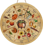 Wheel of the Year Wooden Wall Plaque - Witch Pagan Wiccan Sabbat Decor
