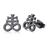 Satanic Earrings:Brimstone Satanic Cross Earring -Church of Satan Earrings
