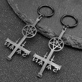 Satan Earrings Inverted Pentagram Cross Hoop Pentacle Silver Color Dangle Earrings