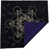 Altar Tarot Card Cloth Tablecloth Metatrone Cub Crystal Grid Divination Altar Board Game Velvet Cloth Astrology Tarot Card Mat(Purple)
