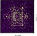 Altar Tarot Card Cloth Tablecloth Metatrone Cub Crystal Grid Divination Altar Board Game Velvet Cloth Astrology Tarot Card Mat(Purple)