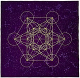 Altar Tarot Card Cloth Tablecloth Metatrone Cub Crystal Grid Divination Altar Board Game Velvet Cloth Astrology Tarot Card Mat(Purple)
