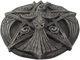 Magicun Altar~Crescent Raven Pentacle Wall Plaque Stone Finish