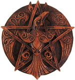 Magicun Altar~Crescent Raven Pentacle Wall Plaque Wood Finish