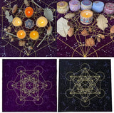 Altar Tarot Card Cloth Tablecloth Metatrone Cub Crystal Grid Divination Altar Board Game Velvet Cloth Astrology Tarot Card Mat(Purple)