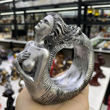 Ammonite Woman Ancient Spirit Desktop Statue Figurines Ornament Resin Display Stand for Crystal Ball Holder Fengshui Collections