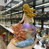 Beautiful Mermaid Coral Shell Resin Crafts Crystal Ball Base Sphere Stand Furniture Desktop Ornaments Home Decoration
