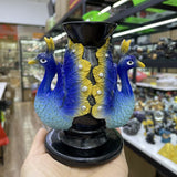 Double Peacock Resin Figurine Statue Sculpture Crystal Ball Base Sphere Display Stand Office Home Decoration Perfect Gift