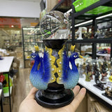 Double Peacock Resin Figurine Statue Sculpture Crystal Ball Base Sphere Display Stand Office Home Decoration Perfect Gift