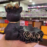 Fortune Cat Skull Black Lucky Cats Display Stand for Crystal Ball Base Holder Resin Figurines Statue Ornament for 60-80mm Sphere