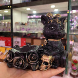 Fortune Cat Skull Black Lucky Cats Display Stand for Crystal Ball Base Holder Resin Figurines Statue Ornament for 60-80mm Sphere