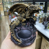 Giant Dragon Guardian Perched on Crystal Ball Figurine Retro Crafts Crystal Ball Display Stand Office Desktop Ornament for 4-8cm