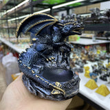 Giant Dragon Guardian Perched on Crystal Ball Figurine Retro Crafts Crystal Ball Display Stand Office Desktop Ornament for 4-8cm