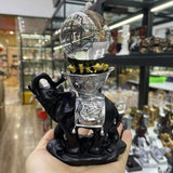 Gold Ingot Elephant Display Stand for Crystal Ball Base Resin Holder Office Desktop Figurines Fortune Ornament for 3-6cm Sphere