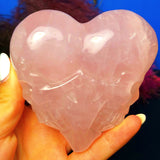 Natural Rose Quartz Bowl Heart Pink Carved Moon Crystal Pentagram