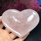Natural Rose Quartz Bowl Heart Pink Carved Moon Crystal Pentagram