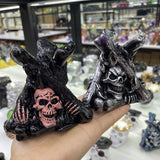 Hip Hop Skull Face Intersect Statue for Crystal Ball Base Stand Resin Sculpture Figurines Display Home Ornament for 7-9cm Sphere