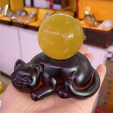 Lazy Lucky Cat Crystal Ball Base Resin Carft Ornament Home Decor Display Stand for 40-80mm Sphere