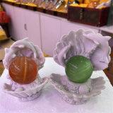 Mermaid Dolphin Pearl Shell Crystal Ball Resin Base Magic Sphere Display Stand Home Decor Ornaments Pedestal