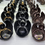 Mysterious Ninja Bat Sculpture Resin Crafts Ornaments Desktop Home Decor Crystal Ball Base Suitable for 4-6cm Balls