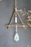Rattan wreath pendant quartz pendant sun catcher crystal witch  hanging magic protection decor expel evil brings good luck wicca