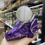 Resin Crafts Dragon Head Sculpture Crystal Ball Base Ornaments Furniture Office Feng Shui Decorations Suitable for 4-6cm Balls