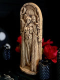 【Wood Sculpture】Hecate statue, Greek goddess, for pagan home altar kit, wicca statue, witches, Hecate key