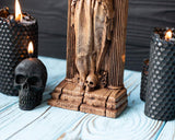 【Wood Sculpture】Persephone with SKULL, goddess of spring, greek statue, Kore figurine, queen of the underworld, pagan, wiccan, wicca, altar, witches