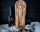 【Wood Sculpture】Hecate statue 15", Greek goddess, for pagan home altar, wicca statue, witches, Hecate key, Triple goddess