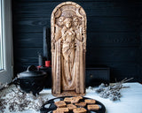 【Wood Sculpture】Hecate statue 15", Greek goddess, for pagan home altar, wicca statue, witches, Hecate key, Triple goddess