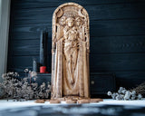 【Wood Sculpture】Hecate statue 15", Greek goddess, for pagan home altar, wicca statue, witches, Hecate key, Triple goddess