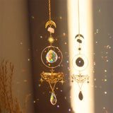Crystal Wind Chime Star Moon Sun Light Catcher Prism Rainbow Maker Suncatcher Windbell Hanging Pendant Ornament Home Decoration