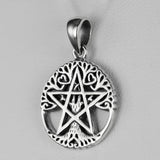 Sterling Silver Small Cut Out Tree Pentacle Pentagram Pendant