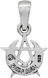 Sterling Silver Tiny Crescent Moon Pentacle Pentagram Pendant