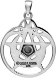 Sterling Silver 14 Carat Gold Plated Crescent Moon Pendant Pentacle with Natural White Moonstone