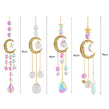 Crystal Wind Chime Star Moon Sun Light Catcher Prism Rainbow Maker Suncatcher Windbell Hanging Pendant Ornament Home Decoration