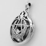 Sterling Silver Crescent Moon Aromatherapy Pentacle Pentagram Locket