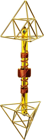Crystal Wand - Meditation Healing Tool - Deva Vajra with Magnets & Copper Wire - 10" - Tetrahedron