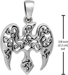 Sterling Silver Small Raven Pentacle Pentagram Pendant