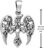 Sterling Silver Small Raven Pentacle Pentagram Pendant